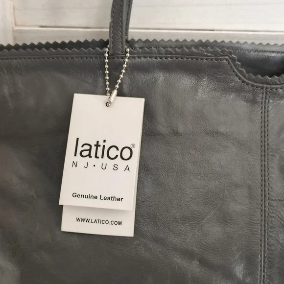 Latico USA Genuine Leather Slate Gray Tote Bag NEW - Picture 5 of 7